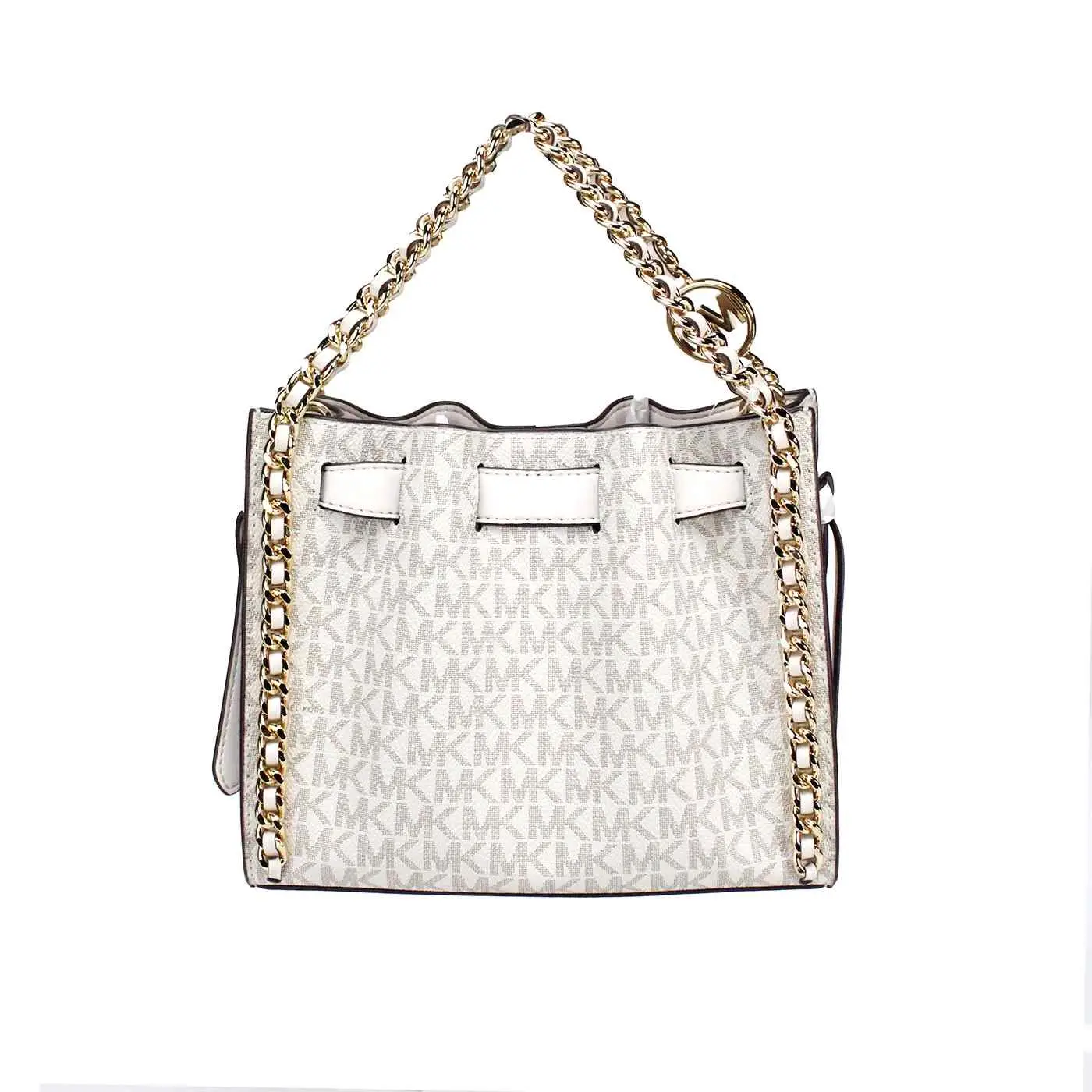 Pre-owned MICHAEL KORS Signature PVC Crossbody Bags Mina Small Belted Cream Crossbody Bag