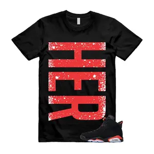 Streetwear Graphic Tee HER Bold Letter Sneaker Match Black Red Shirt