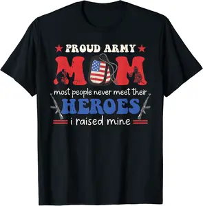 Proud Army Veteran Mom I Raised My Heroes Flag Retro Groovy T-Shirt - Cristiname Shop 62B0CGVV42SX