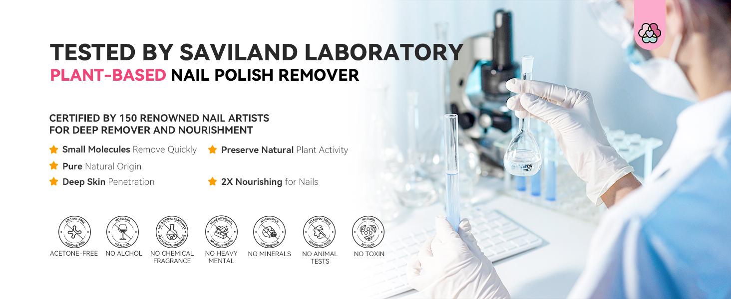 SAVILAND Plant-Based Nail Polish Remover Kit: Non-acetone Formula Shea Butter Rose Cuticle Oil Castor Oil Nourishing Nails Removing All Polish Types