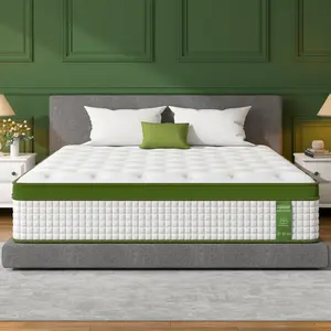 BedStory 14'' F/Q/K Mattress,medium firm support Mattress with Pocket Coils, sweet night safe foam organic mattress Cooling Gel Fabric