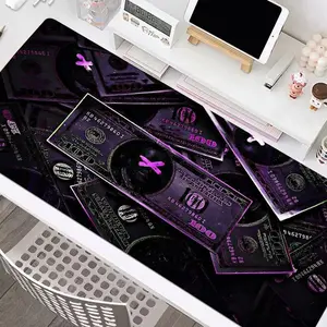 Creative Money Pattern Gaming Mouse Pad, Extra-large Non-slip Rubber Base Stitched Edge Desk Pad, Office Desk Accessories for Desk Laptop Desktop