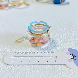 Japanese Style Capsule Toy Gashapon Showa-Style Goldfish Bowl Miniature Fish Tank Stress Relief Keychain Bag Charm Dollhouse