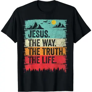 Jesus The Way Truth Life Women Men Kids Christian Worship T-Shirt        Graphic tees Casual Cotton