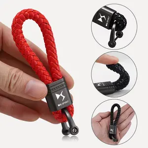 Car Styling Keychain Leather Woven Rope Metal Key Ring For DS SPIRIT DS3 DS4 DS4S DS5 5LS DS6 DS7 DS9 WILD RUBIS E-Tense DIVINEDS