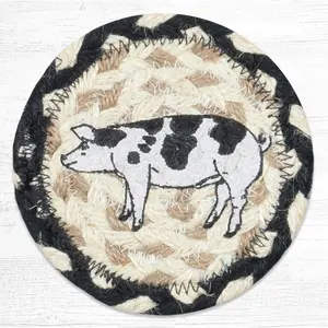 Capitol  5 x 5 in. Pig Printed Coaster Round Rug, Multi Color