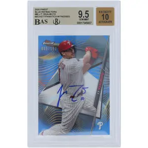 J. T. Realmuto Philadelphia Phillies Autographed 2020 Topps Finest Blue Refractors #85 #/150 Beckett Fanatics Witnessed Authenticated 9.5/10 Card - Fanatics Authentic Certified