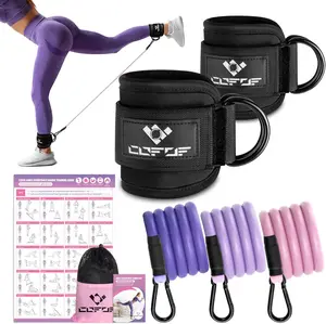 COFOF Elite Ankle Resistance Bands with Cuffs – Ultimate Leg & Glute Workout Equipment for Women, Includes Training Poster for Kickbacks & Strength Training