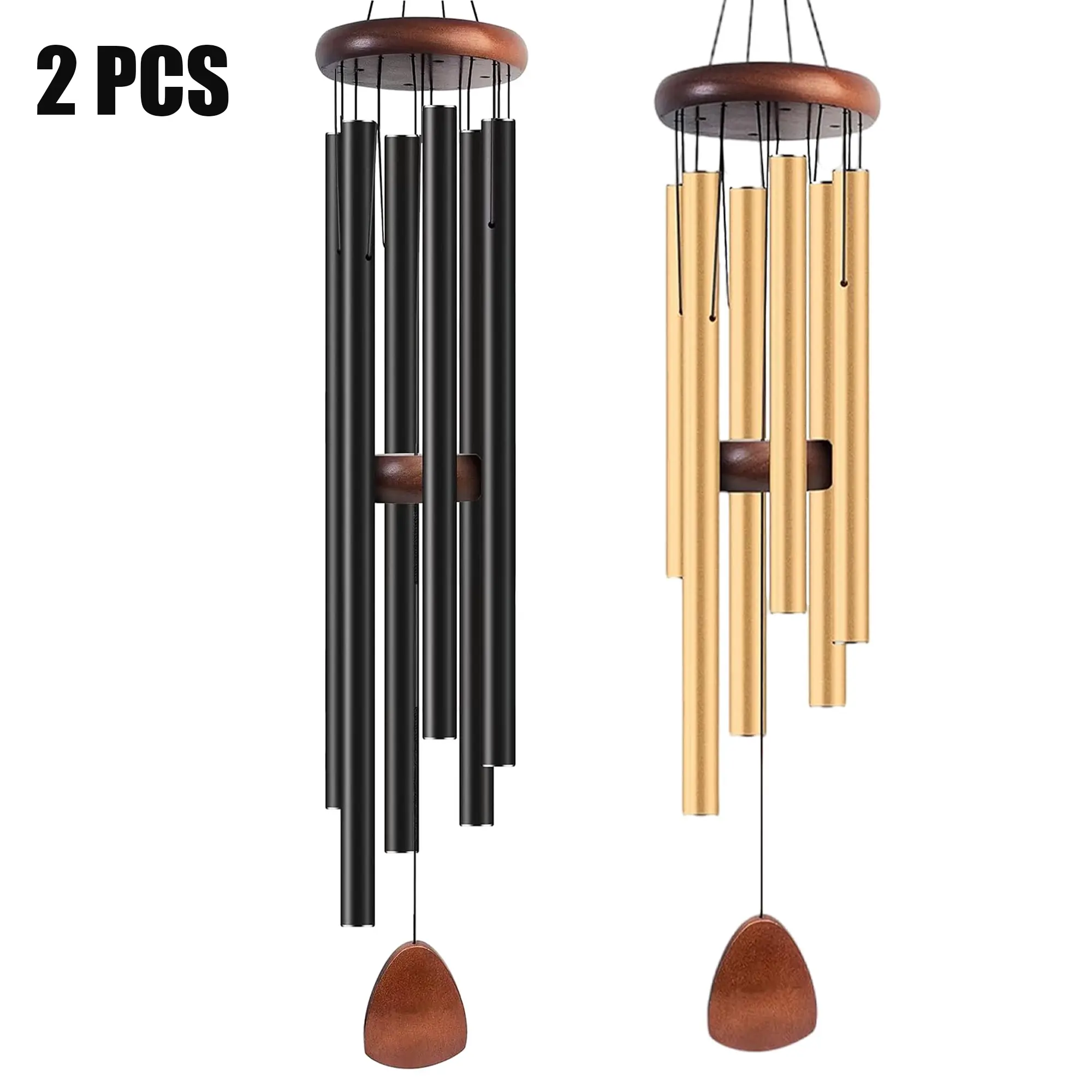 2 PCS Vintage-Style 6-Tube Aluminum Low Maintenance Wind Chimes, 26.8 in Deep-Tone Metal Memorial Chimes, Handmade Tuned for Soothing Melodies, Outdoor Garden Decor, Ideal Gifts for Adults, Low Maintenance Chimes