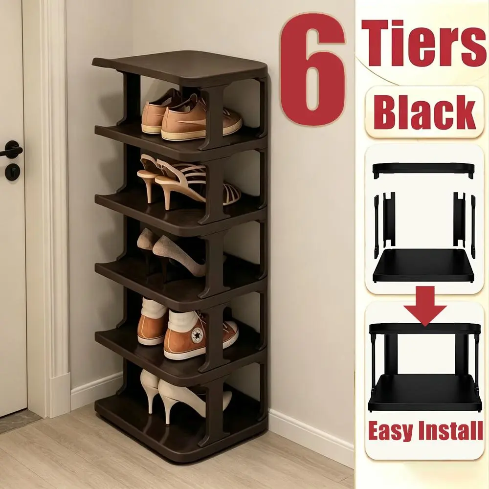 Apartment Bedroom Footwear Rack,5 &8 Tier Vertical Freestanding Shoe Organizer, Slim Narrow Corner Entryway Storage, Stackable Shoe Holder, Simple Assembly, Hallway, Closet, Dorm Grey Sneaker Organizer