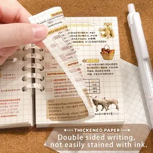 3/6-ring notebook, 80 pages, minimalist transparent binder, detachable notebook, 3-piece set with horizontal, blank, and lines, mini diary notebook, Planner Notebook