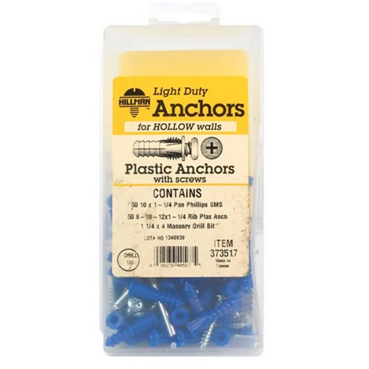 212 MAIN Ribbed Plastic Anchor Kit, 8-10-12 x 1.25 in. Anchors with Matching Screws, 101 Pieces per Kit, Ribbed Anchors