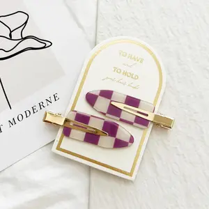 Crease Free Checkered Hair Clips Fashion Accessories Trendy Casual
