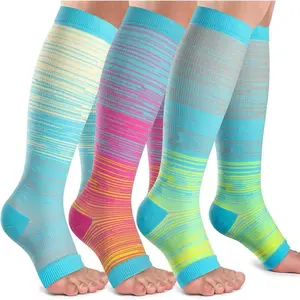 RUGLECTIE ‌ Knee-High Open-Toe Compression Socks Support for Circulation in Men & Women