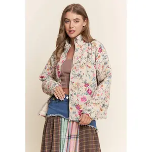 Floral Quilted Zip Up Jacket