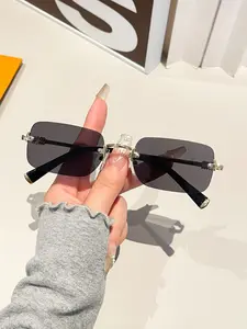 Unisex Frameless Oval Fashion Glasses, Modern Sunglasses, Stylish Design for Casual Wear, Perfect for Parties and Daily Activities