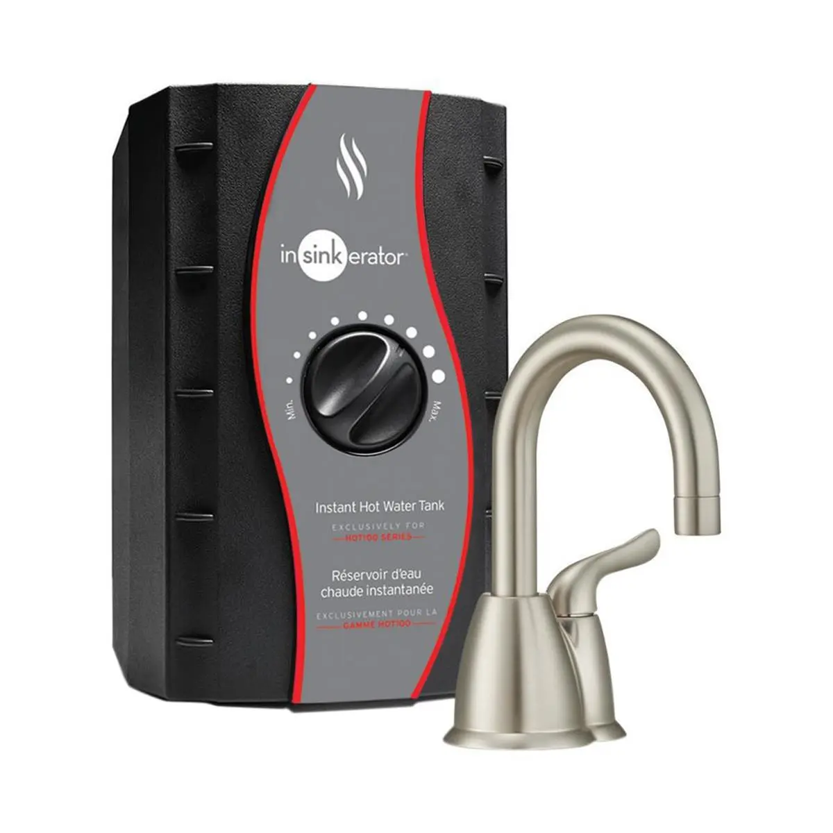InSinkErator Invite Deck Mount Hot Water Tap - Single-Handle Lever Kitchen Tap with Instant Heat Dispenser, Fixed Spout, 2/3 Gal Tank, Satin Nickel Finish, 1 in./1/4 in. Faucet Hole Fit, 200°F Temp, 2/3 Gallon, Near Boil