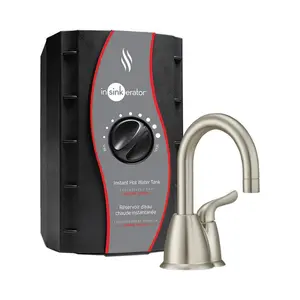 InSinkErator Invite Single-Handle Lever Kitchen Tap with Instant Hot Water Dispenser and Hot Water Tank, Satin Nickel Finish, Lever Kitchen Taps