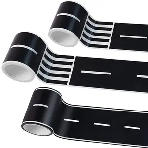 3 Rolls Roadway Tape, Race Cars Decorations for Kids Birthday Party, Race Track Tape Easy to Stick and Tear Without Leaving Any Traces, 2 Inch Wide 49 FT Long 2 Types of Road Tape