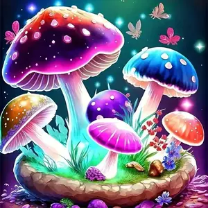 Mushroom Pattern DIY Diamond Arts Colorful Painting Kit without Frame, 5D Diamond Arts Colorful Painting Kit, Wall Art Decor for Home