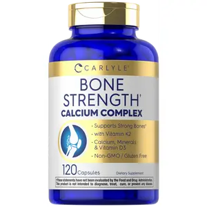 Carlyle Bone Strength Calcium Complex Supplement | with Vitamin D3, Magnesium, K2, Zinc & Boron | 120 Capsules | Non-GMO, Gluten Free