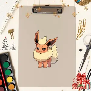 Flareon Sticker with Flowers - Anime Waterproof Vinyl Sticker | Laptop sticker | Vinyl waterproof sticker | Gift for Game lovers