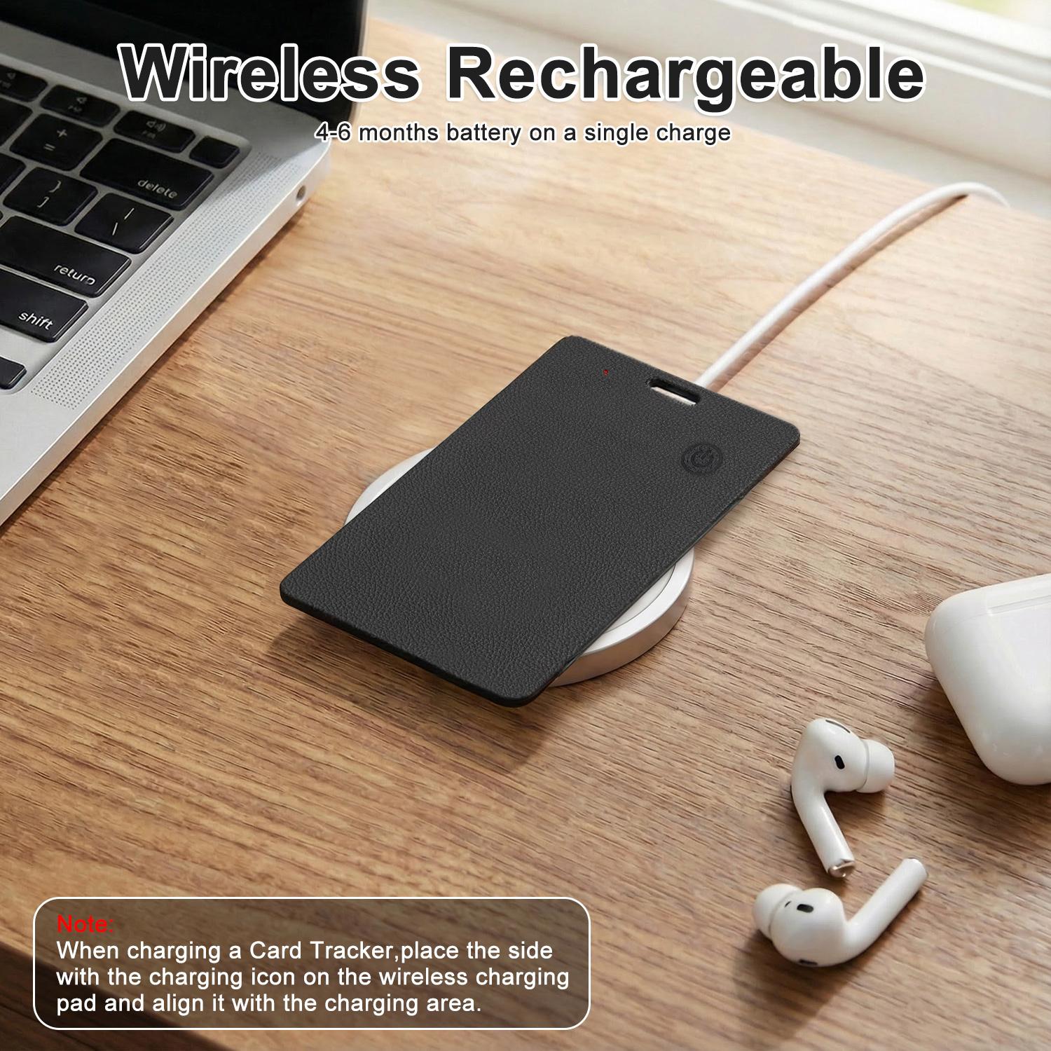 Security GPS Tracker Smart Card Tracker, Works with Apple Find My (iOS Only), Android Not Supported, Wireless Rechargeable Wallet Tracker Card, Global Location, Anti-Lost Item Locator for Wallets, Luggage, Bags