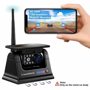 ConewVehicle WiFi Magnetic Solar Wireless Backup Camera,1080P HD Rear View for Truck/RV/Trailer/Car,24H Long Battery,Infrared Night Vision,Waterproof,Recording,Easy & Safe Parking
