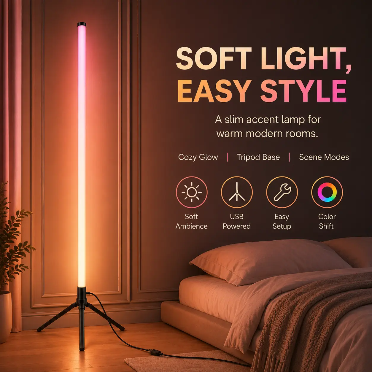 RGBIC Room Backdrop Floor Lamp, Space-Saving Triangle Corner Light with App & Remote Control, Multicolor Gradient Effects, Adjustable Brightness and Timer for Streaming, TV Area & Home Decor