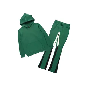 Basic Hunter Green Hoodie/Stacked Flare Track Set