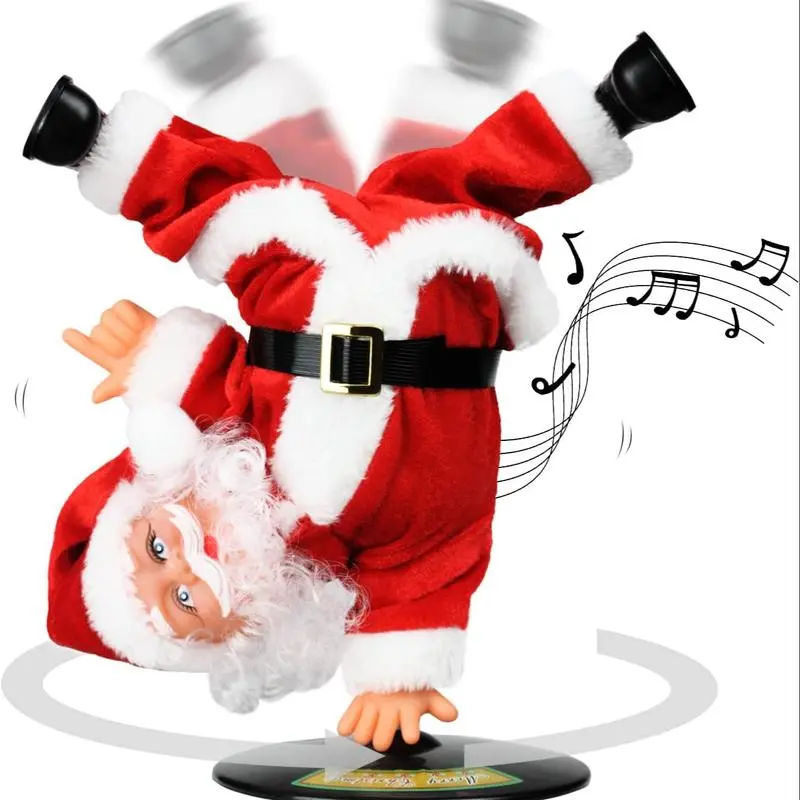 1-Piece Plastic Electric Santa Claus Plush Toy - Musical, Dancing, Singing, Handstand Trick, Christmas New Year Festive Decoration, Kids' Gift, All Seasons, Unisex Home & Festive Party Supply