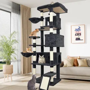 KWOJU 84.6" Multi-Level Tall Cat Tree Tower for Indoor Kitties Larger Cat Condo Furniture with Hammock Cozy Perches Sisal Scratching Posts XXL Pet House
