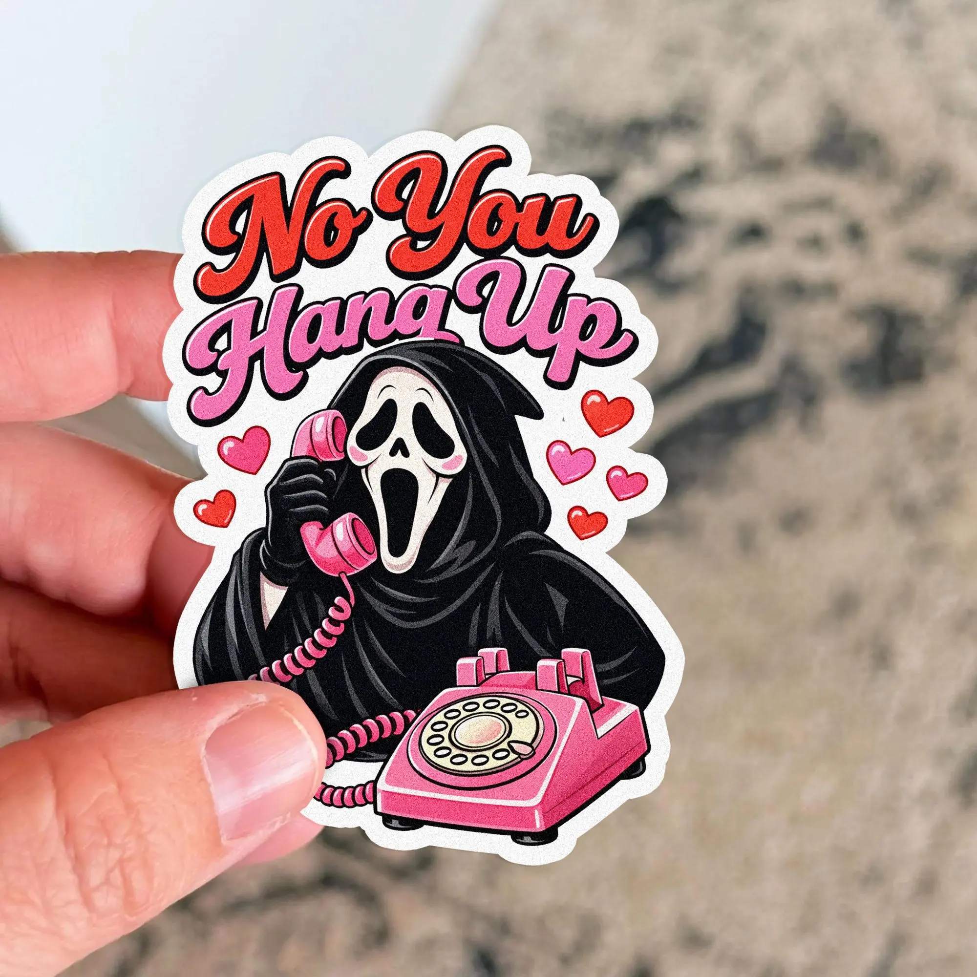 No You Hang Up Ghost Face Sticker, Funny Horror Movie Parody Cute, Ghost Humor Decal Relatable Laptop, Water Bottle Sticker Gift