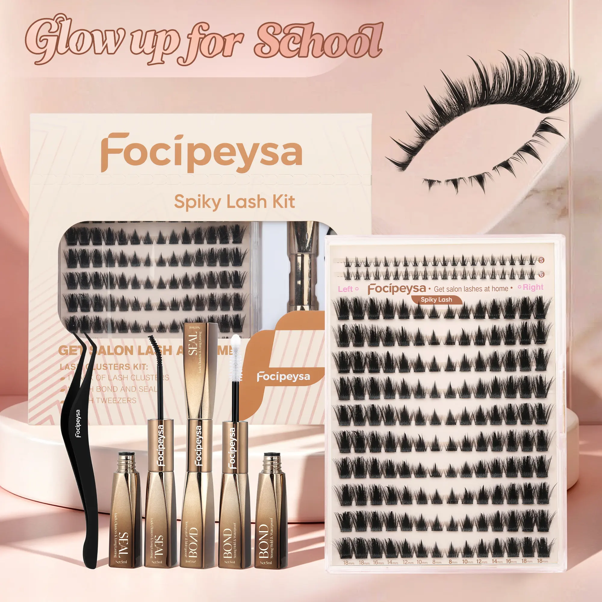 Focipeysa Spiky Lash Clusters | Cat Eye Eyelash Clusters | Manga, Fluffy, Beginner-friendly | Lash Kit with Bond and Seal, Resuable, Waterproof | Get Flawless Salon Extensions at Home | Complements  All Makeup Looks,back to school