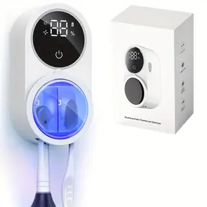 Portable Smart Toothbrush Sterilizer, 1 Count Rechargeable LED Smart Screen Toothbrush Storage Box, Wall Mounted Bathroom Toothbrush Holder