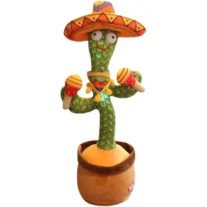 Talking Dancing Cactus Baby Toy for 0-18 Months, Interactive Gift for Boys Girls, Sings English Songs, Mimics Sounds, Repeats Words