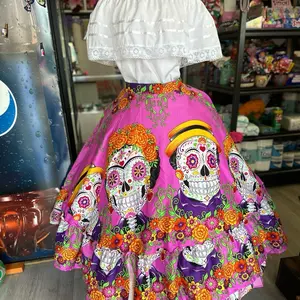 Folklore Elegance: 2-Piece Mexican Catrina Skirt and  Blouse Set