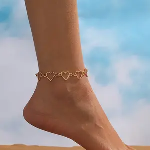 Hollow heart chain anklet elegant temperament ankle bracelet decoration fashionable simple foot jewelry gift