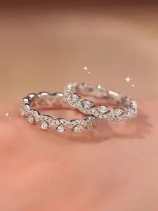 Premium Crown Ring with Artfully Set Artificial Zirconia, Stunning for Both Solo and Layered Wear, Perfect for Weddings, Parties, or Daily Occasions, an Ideal Valentine's Day Gift, Stackable Rings