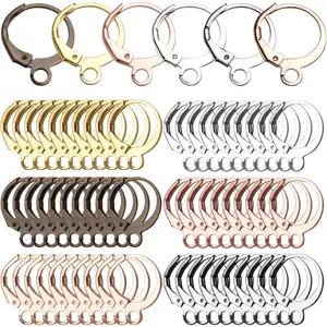 60pcs French Round Earring Hooks Leverback, 30 Pairs, 6 Colors, Simple Design, Polished Finish, Nickel &, Suitable for Jewelry Making & Crafting