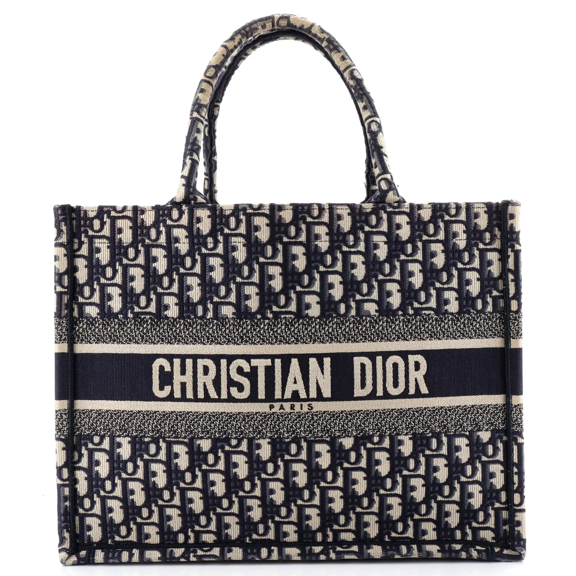 Pre-owned Dior Canvas Plain Tote Bags REBAG Christian Book Tote Oblique Canvas Medium by Rebag