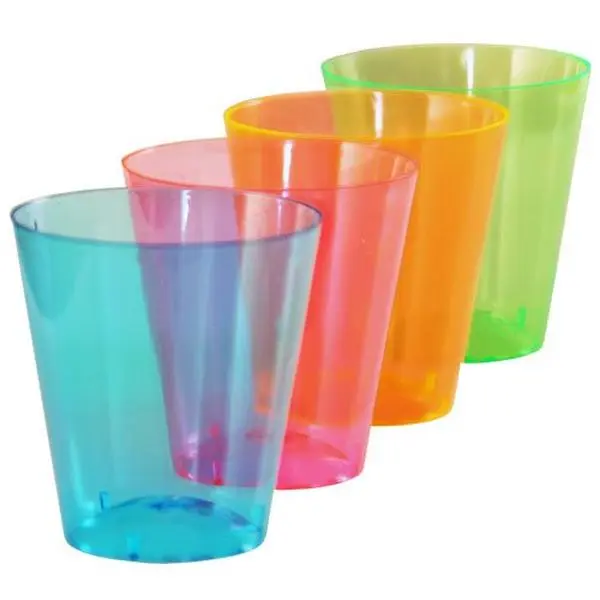 BarConic® 2oz Neon Plastic Shot Glasses (60-Pack) - Cost-Effective Disposable/Reusable Drinkware for Nightclubs, Party Vibe Shot Servings