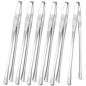 6 Pack 11'' Japanese Barbecue Tong Korean BBQ Tongs Stainless Steel Grill Tongs Cooking Tweezers Kitchen Tong For Cooking Pasta Salads Buffet Food Serving Utensils Sturdy bar accessories
