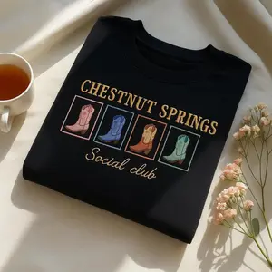 Chestnut Springs Embroidered Sweatshirt,, Licensed Elsie Silver Merch, Flawless, Heartless, Powerless, Reckless, Hopeless, Cowboy