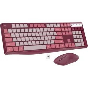Keyboard and  Combo,  2.4G Full-Sized  Keyboard , 3 DPI Adjustable Cordless USB Keyboard and , Quiet Click for /Laptop/Windows/ (1 Pack, Rose)