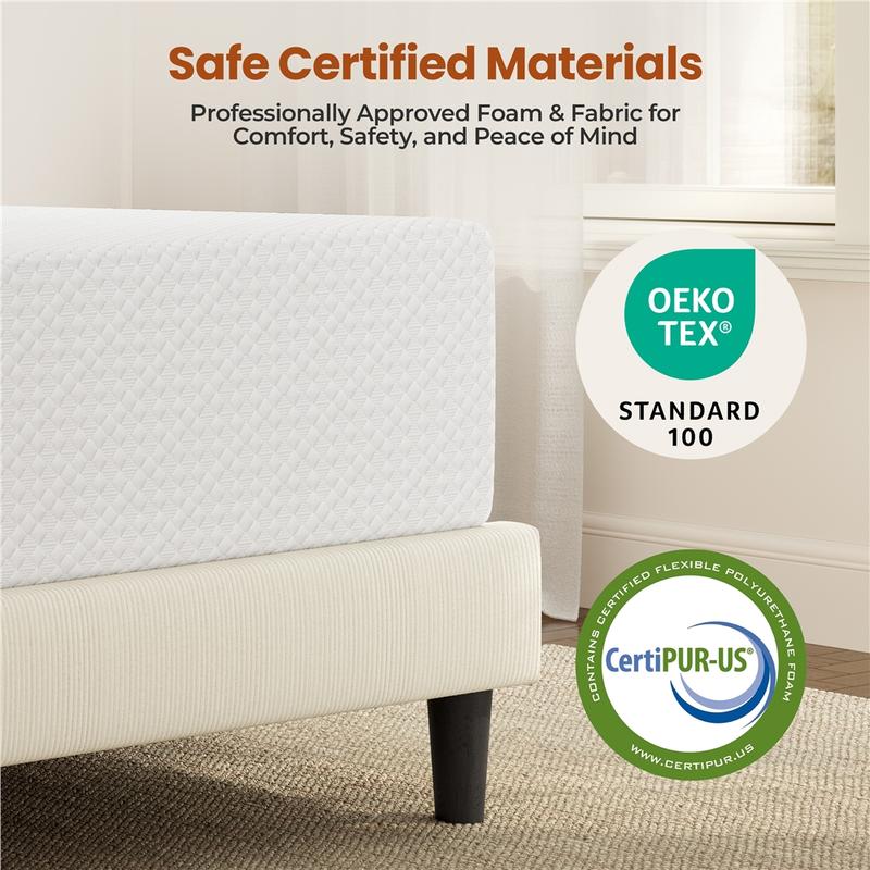 Yaheetech Twin/Full/Queen Size Mattress Cooling Gel Memory Foam Mattress, Green Tea Bed Mattress in a Box, Medium Firm, 8/10/12 inch