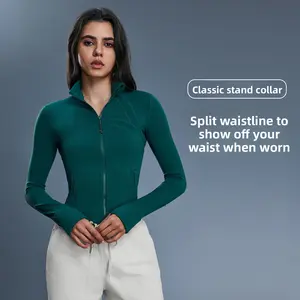 Women's Short Stand-Collar Yoga Jacket, Slim Fit & Slimming Fitness Wear, Outdoor Running Sports Cardigan