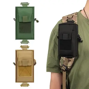 Outdoor Molle Accessory Pouch Backpack Shoulder Strap Attachment Bag Double-Zipper Pocket Molle Tool Pocket Lightweight Portable Oxford Cloth