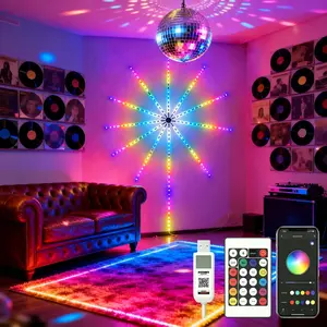 1Pc LED Color Changing Fireworks Light,Ambient Lighting,Smart LED Strips,RGB Color-changing LED Strips with Music Synchronization,Supporting APP and Remote Control for Various Lighting Effects,Suitable for Parties,Christmas,Halloween,Commercial Venues