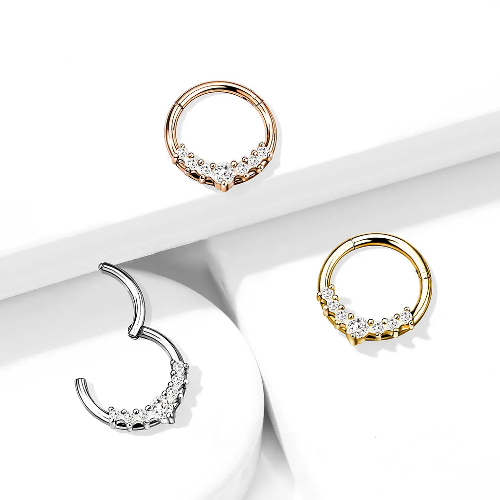 16G CZ Lined Hoop • Clicker Ring • Nose Ring • Septum Ring • Seamless Hoop • Hinged • Helix • Cartilage Piercing • Daith • Earring